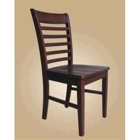 East West Furniture East West MC-MAH-W Milan ladder back chairs with wood seat; Mahogany - Pack of 2 MLC-MAH-W